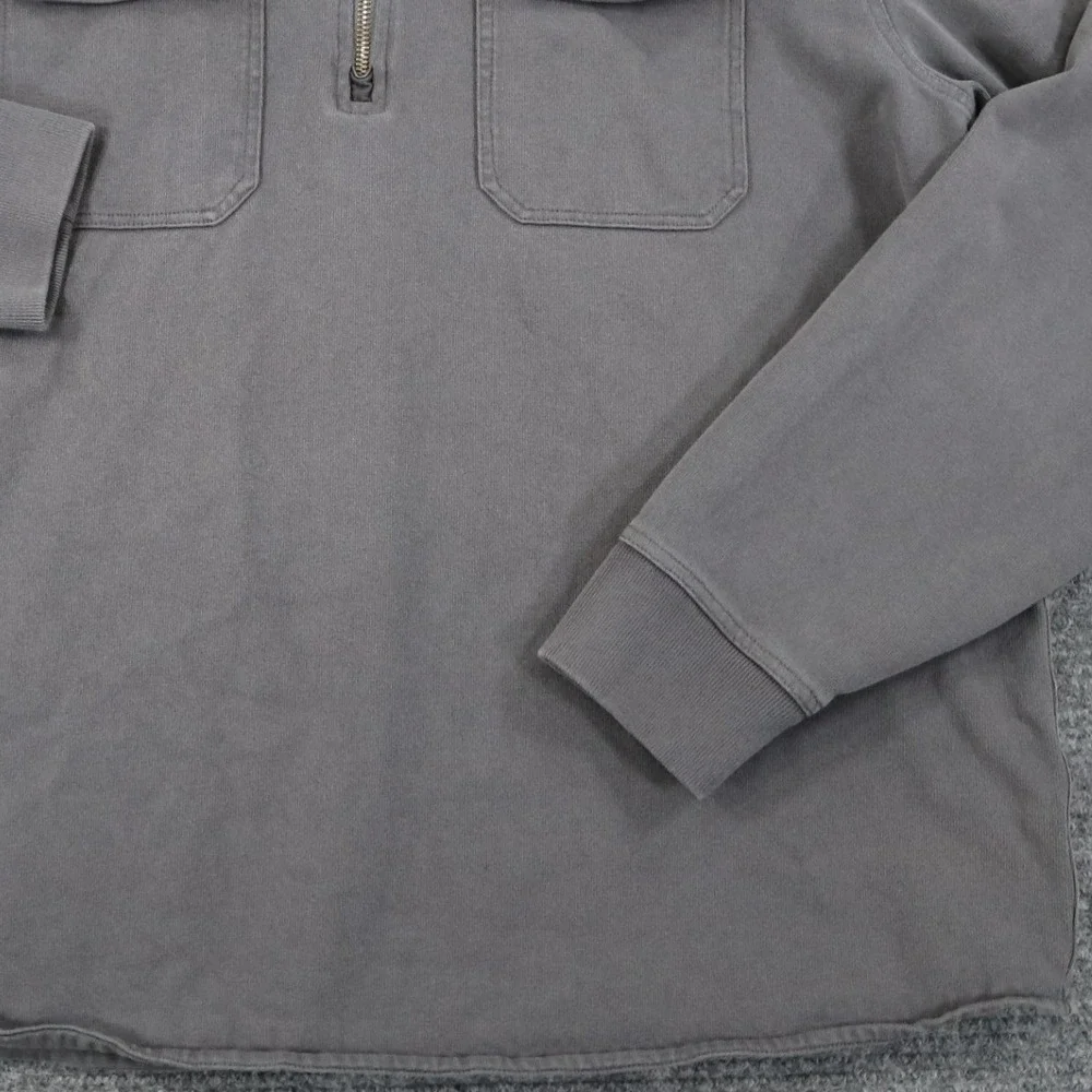 LL Bean Quarter Zip Pullover Mens L Gray Utility Pockets Outdoor Trail Hike